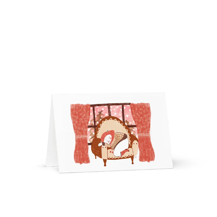 sleepy cat in the cabin card product image (1)