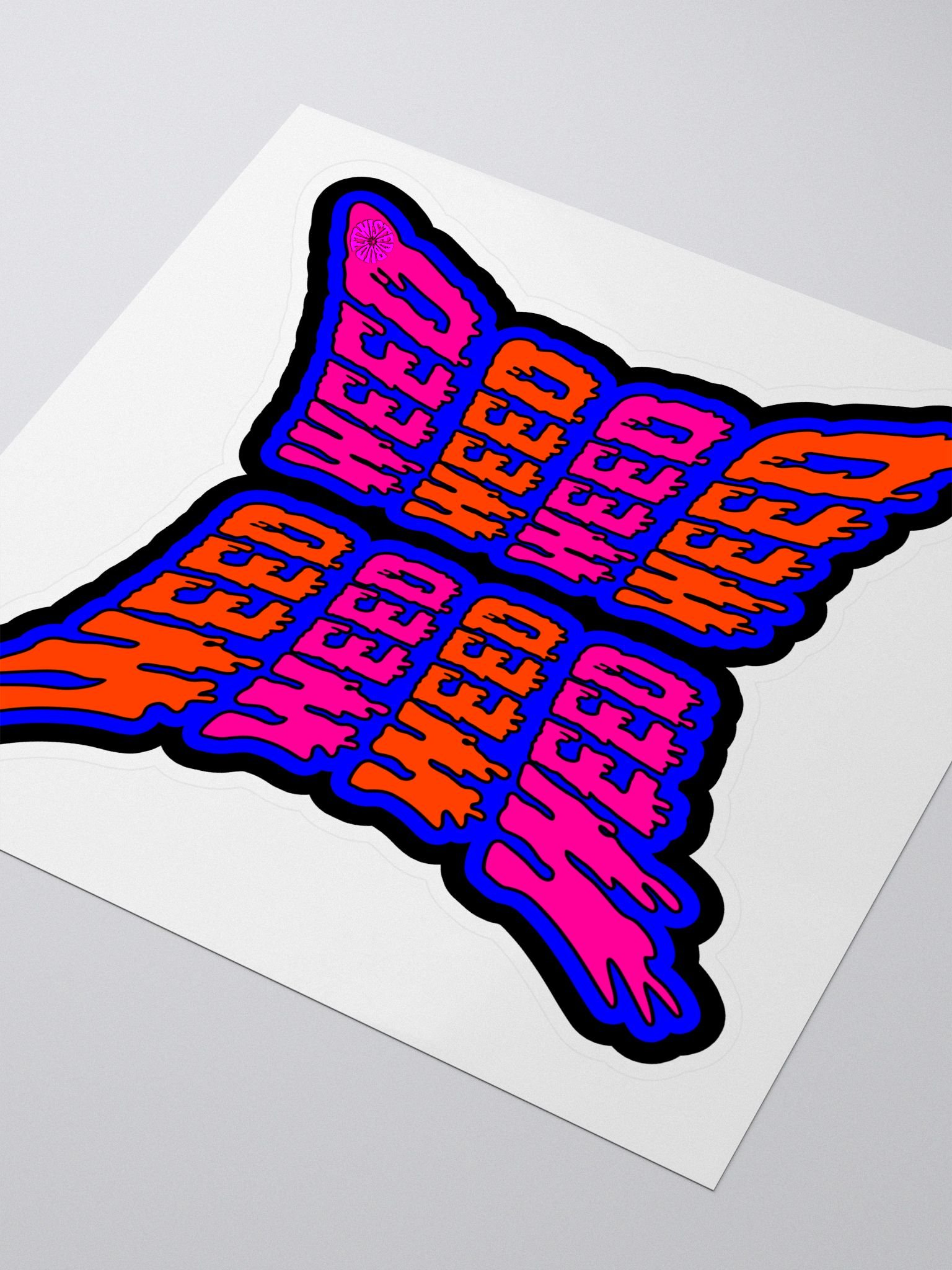 Strange Stoner Sticker, Pink Orange Black Blue Butterfly Weed 420 Art product image (4)