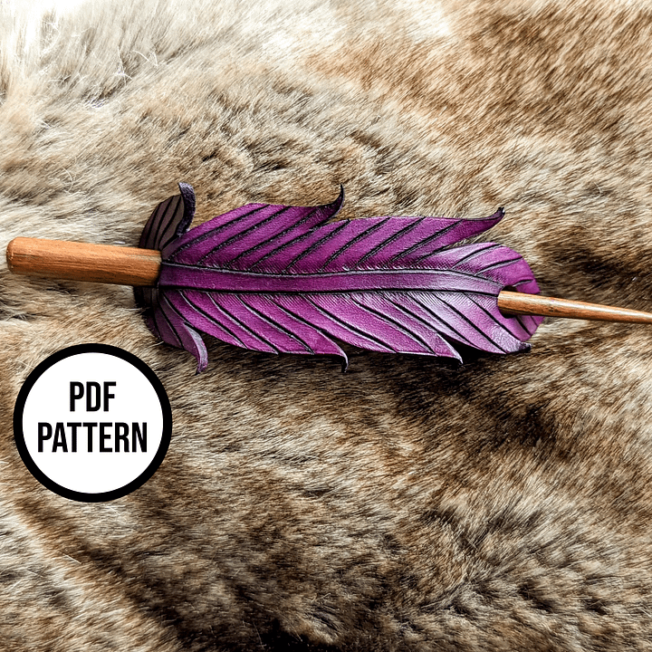 Leather Feather Hair Stick - PDF Pattern for Leatherwork product image (2)