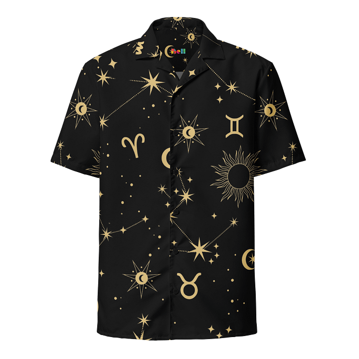 Celestial Zodiac Gold Print Hawaiian Shirt product image (1)