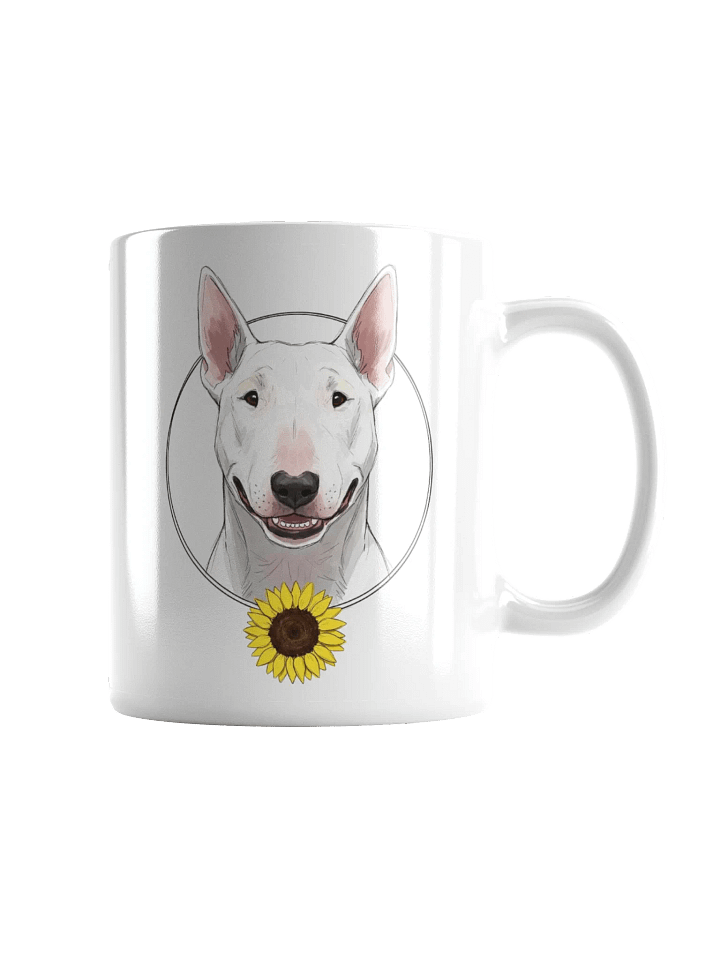 Bull Terrier & Sunflower Messy Sketch-y Art Chic Small Ceramic Mug product image (2)