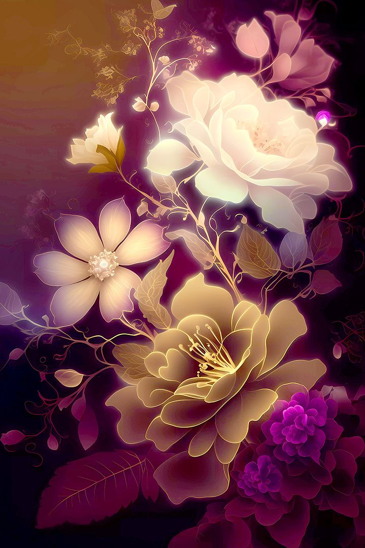 Enchanted Floral Radiance Poster: Magical Botanical Art for Mystical Interiors Matte Poster product image (1)