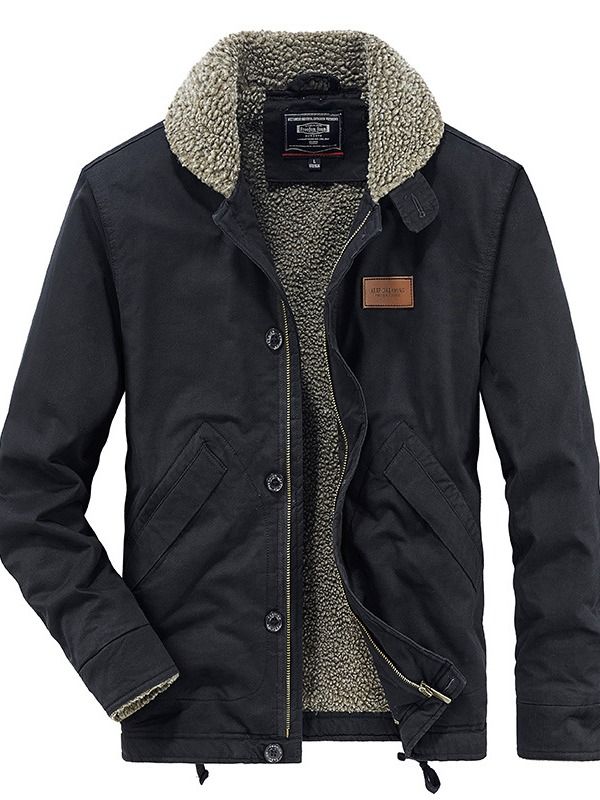 Men's Fleece Coat Lined Padded Warm Keeping Cotton Jacket product image (3)