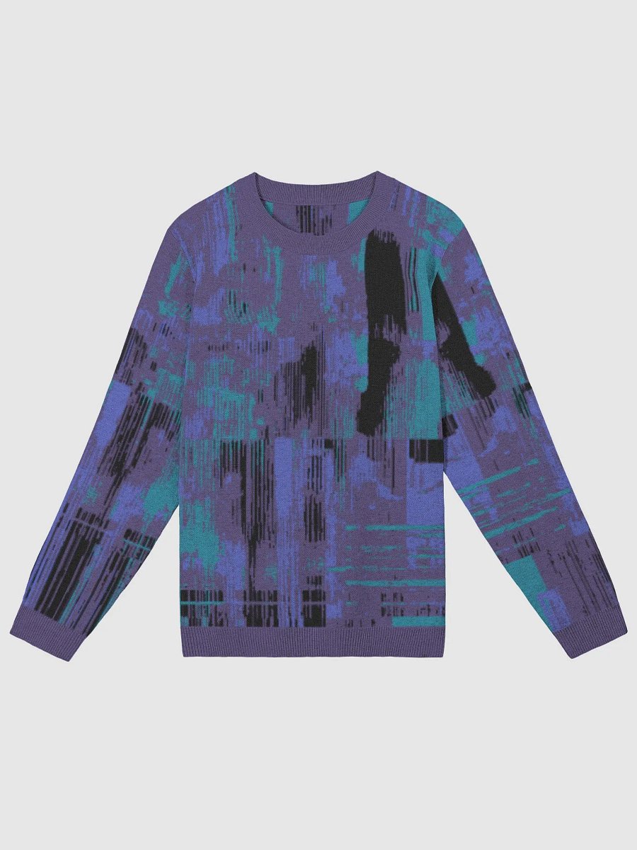 Plum Glitch Jacquard Knit Crewneck Sweater product image (1)
