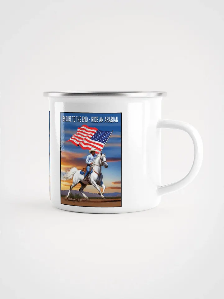 Galloping Patriot White Horse Enamel Mug product image (1)