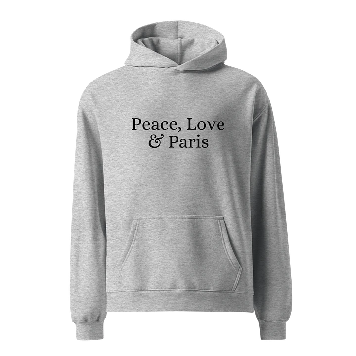 Peace, Love and Paris Unisex Oversized Hoodie | Black Ink product image (2)