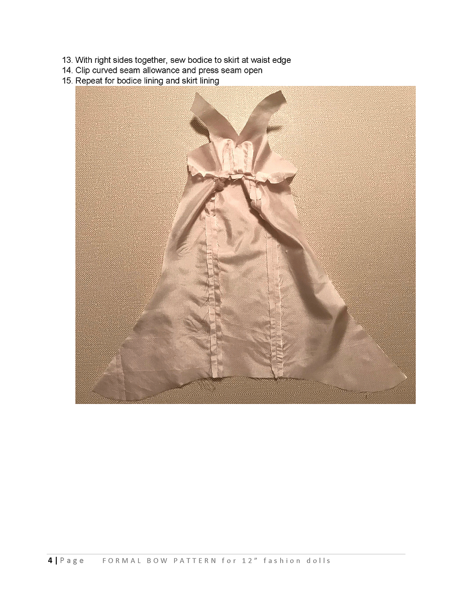 Formal Bow sewing pattern for 12" fashion dolls product image (3)