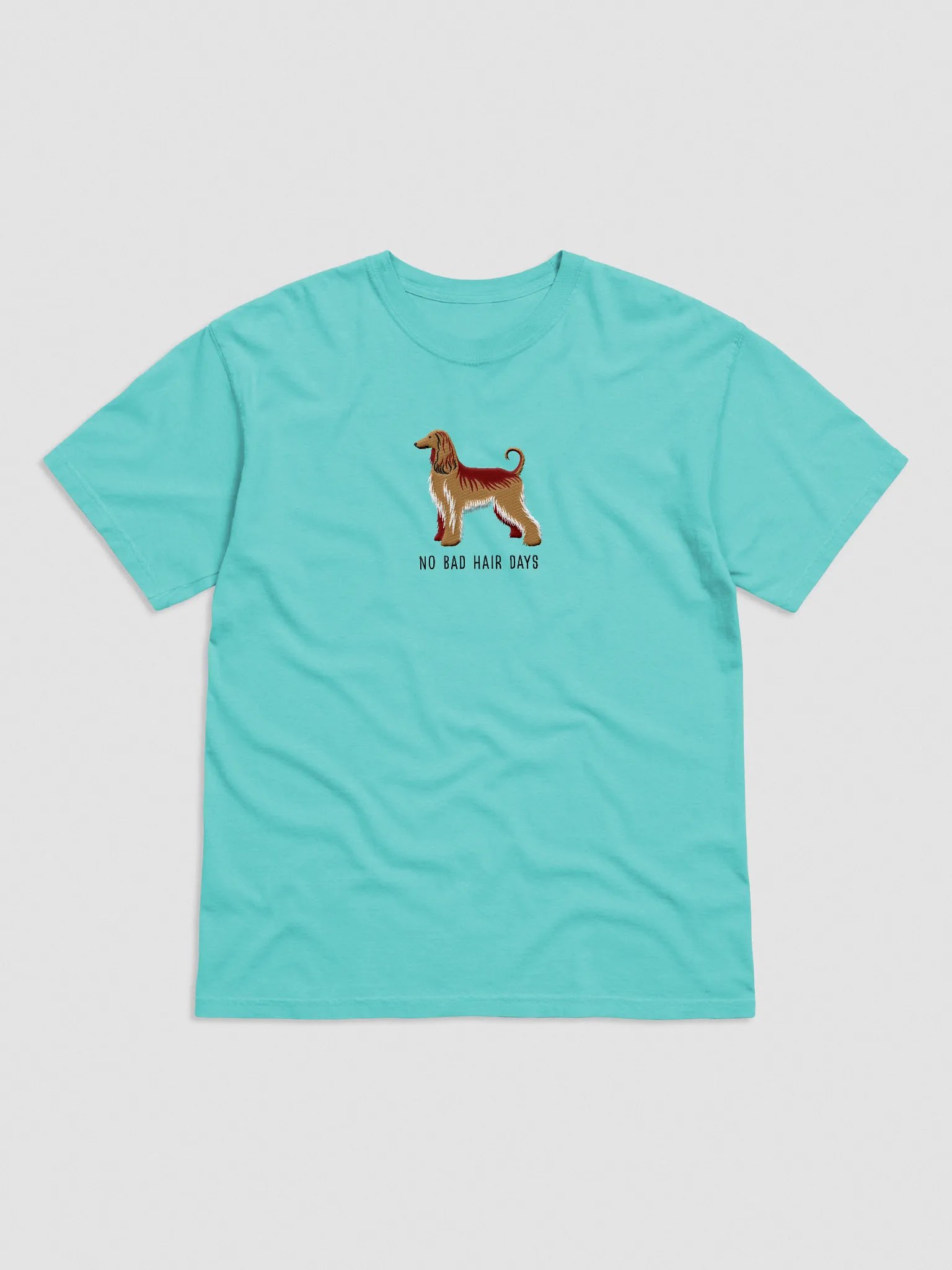 No Bad Hair Days T-Shirt(Embroidered) of an Afghan Hound product image (4)