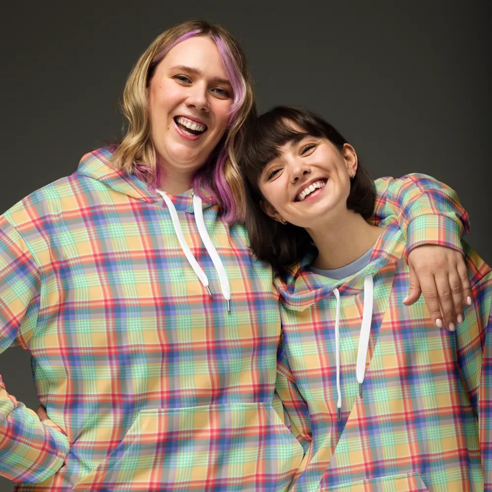 Bright Pastel Plaid Hoodie product image (3)