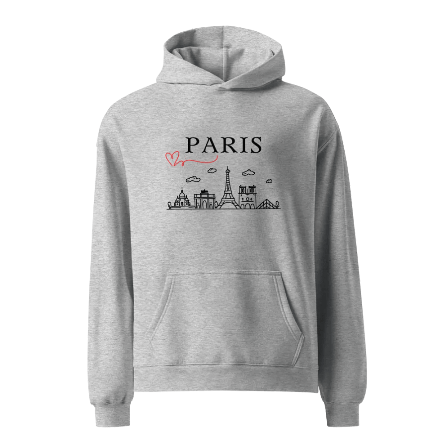 Love Paris with Monuments Unisex Oversized Hoodie | Black Ink product image (1)