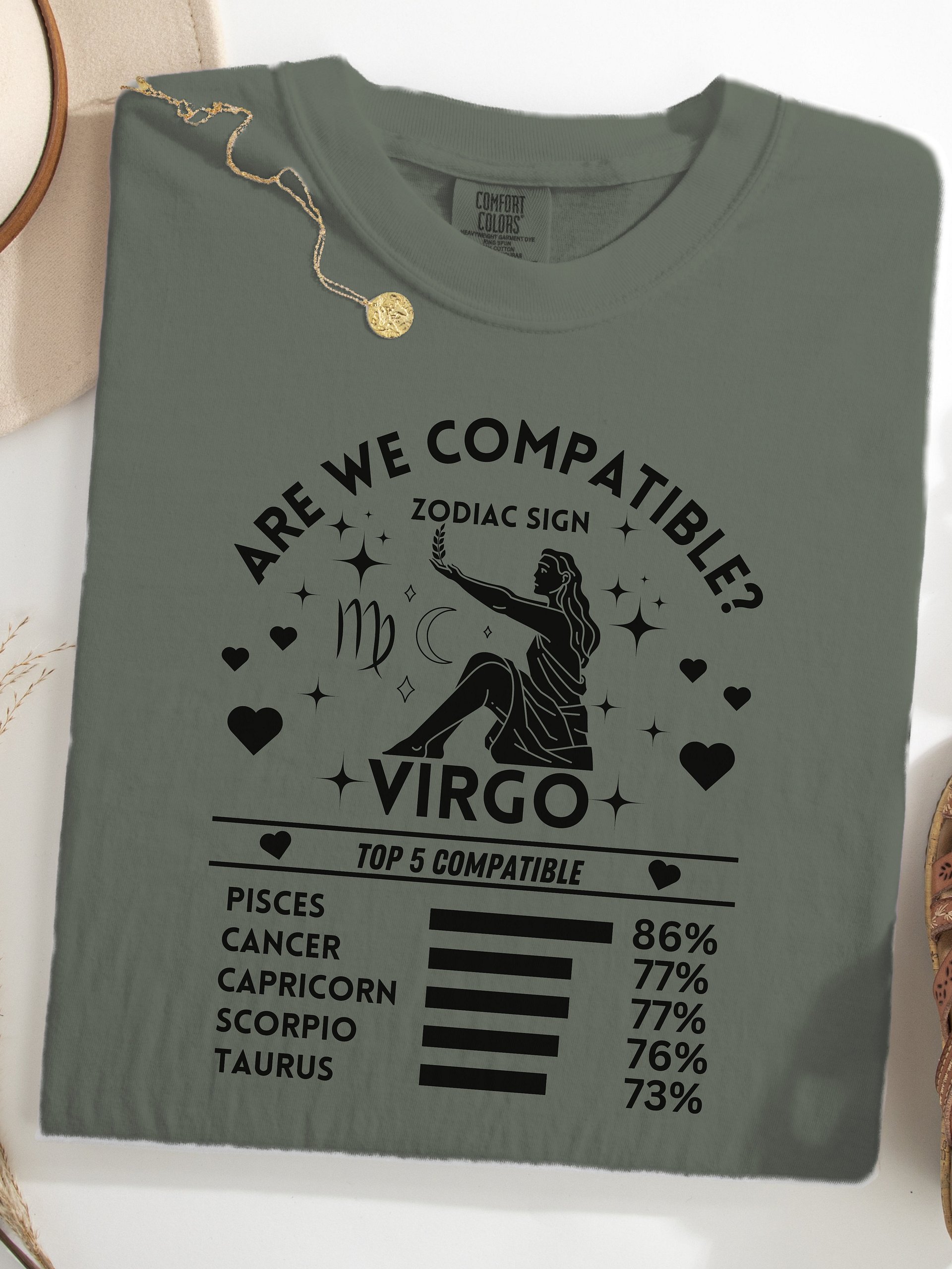 Virgo Zodiac Sign Romantic Compatibility T-Shirt - Light Comfort Colors 1717 product image (1)