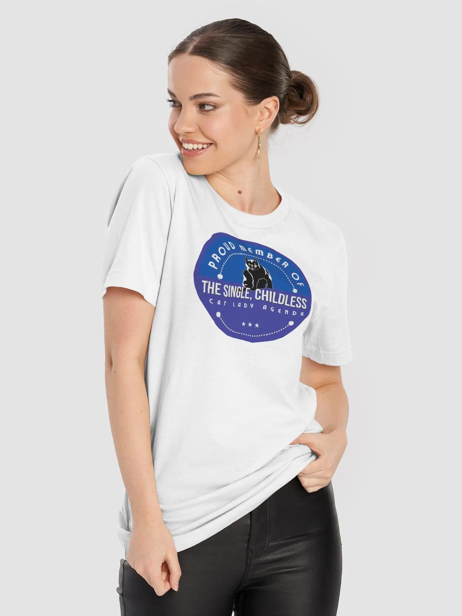 The Single, Childless, Cat Lady Agenda blue logo: T-Shirt product image (1)