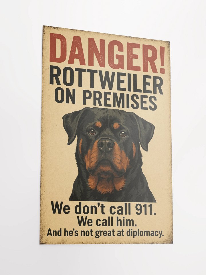 DANGER! ROTTWEILER ON PREMISES POSTER product image (5)