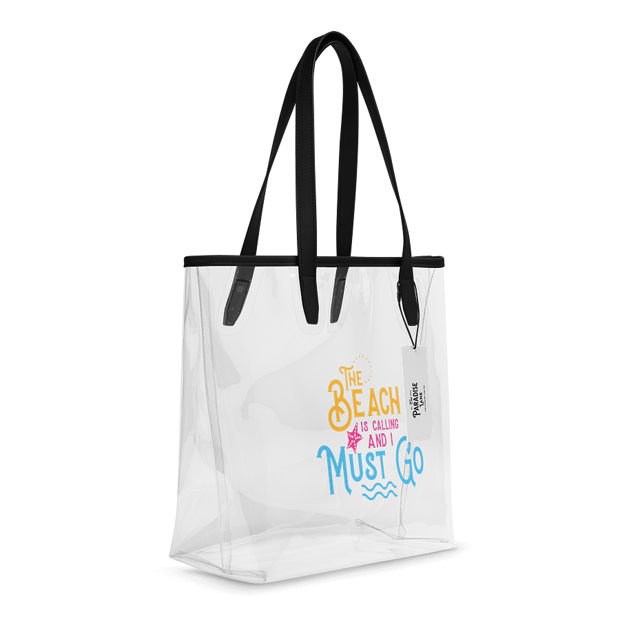 Clear Beach Tote – “The Beach Is Calling and I Must Go” product image (6)