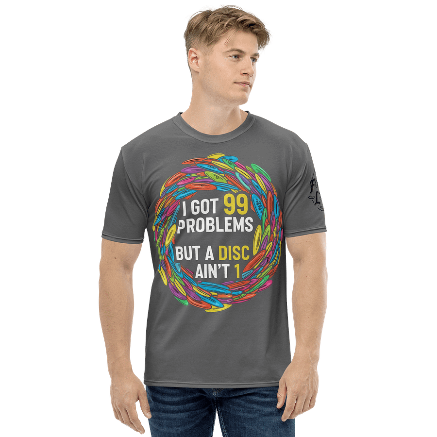 Fancy Lads Men's Grey T-Shirt "I Got 99 Problems But A Disc Ain't 1" product image (4)
