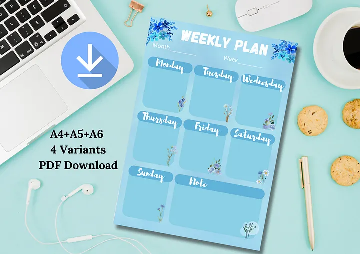 weekly plan, zum ausdrucken, wochenplaner, weekly schedule, routine, weekly planner printable, Undatiertes Wochenplaner Template, pdf a5 a6 product image (2)