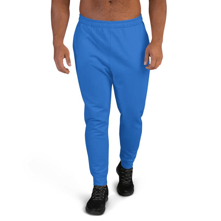 Plain Cobalt Blue Light Summer Recycled Polyester Premium Men's Joggers by Treasure Pie product image (1)