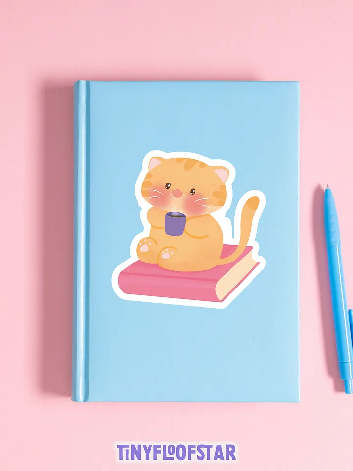 Books, Coffee & Cat Vinyl Sticker product image (1)