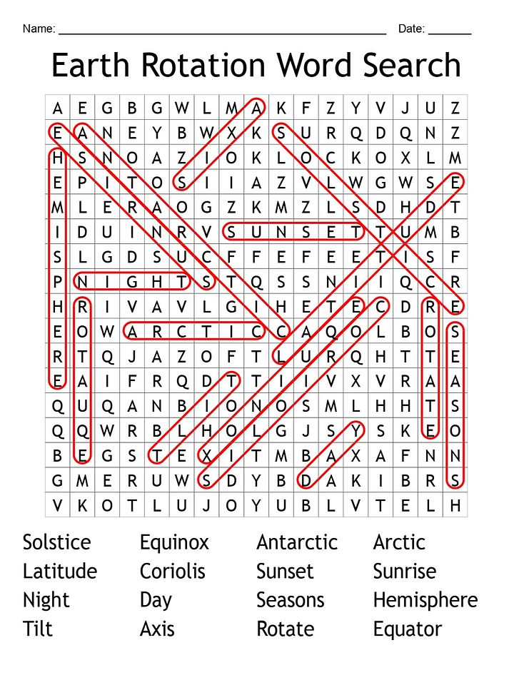 Earth Rotation Word Search: Explore the Science of Our Spinning Planet! product image (2)