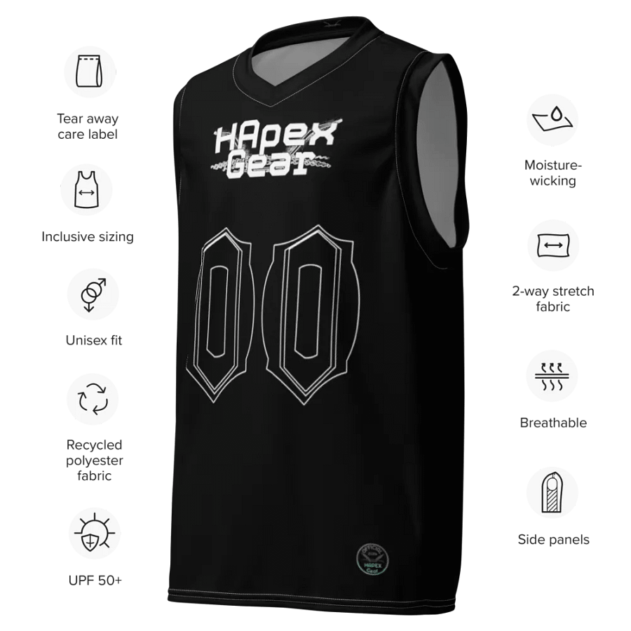 Capital SYNC - Black - White HApex Gear Black Logo - Recycled Unisex Basketball Jersey - product image (7)