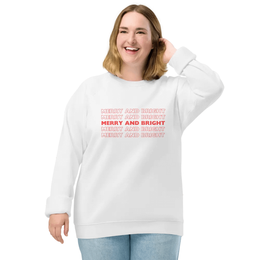 MERRY AND BRIGHT Unisex Organic Raglan Sweatshirt product image (4)