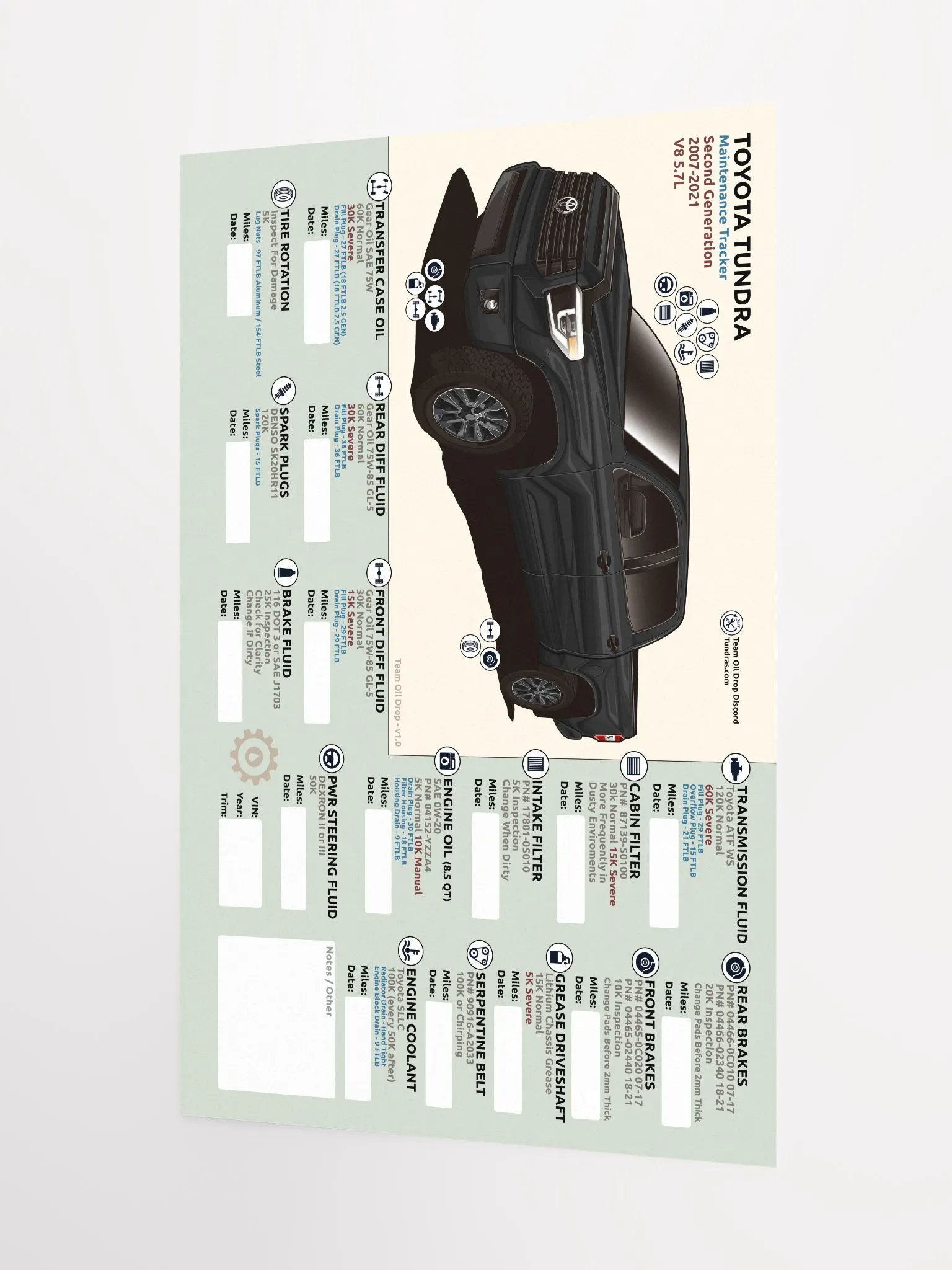 2nd Gen Tundra Maintenance Tracker - Black product image (4)