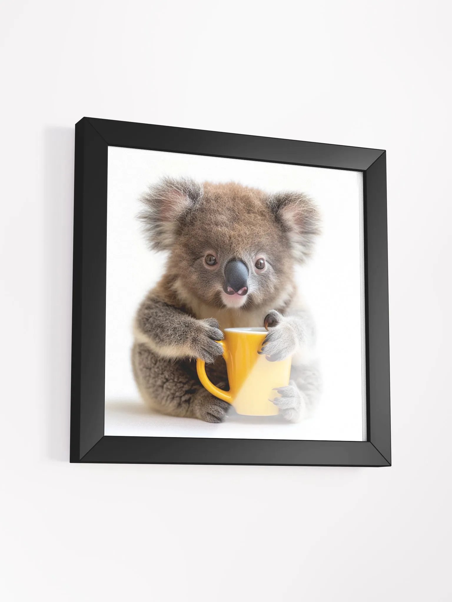 Coffee Lover Cute Baby Koala Bear Framed Wall Art product image (2)