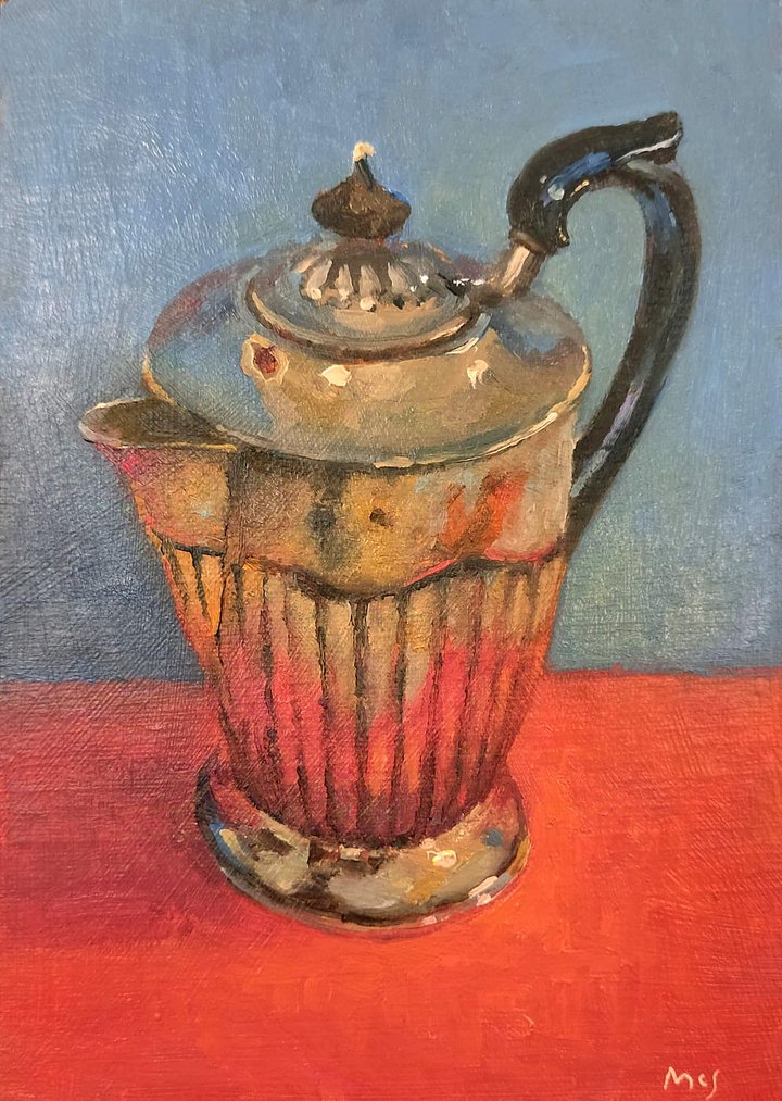 241113 Fluted Silver Pot. Original Study Artwork. product image (1)