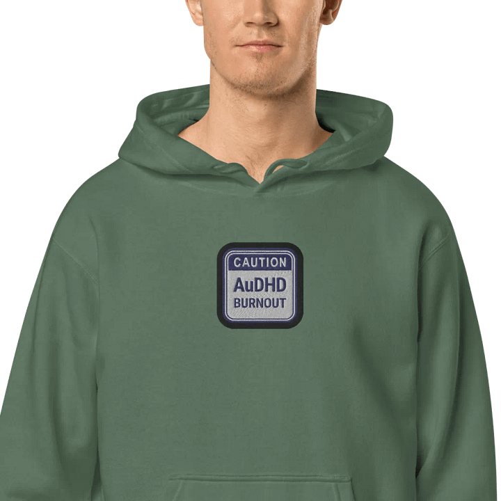 CAUTION: AuDHD BURNOUT embroidered pigment hoodie (navy bubble design) product image (2)