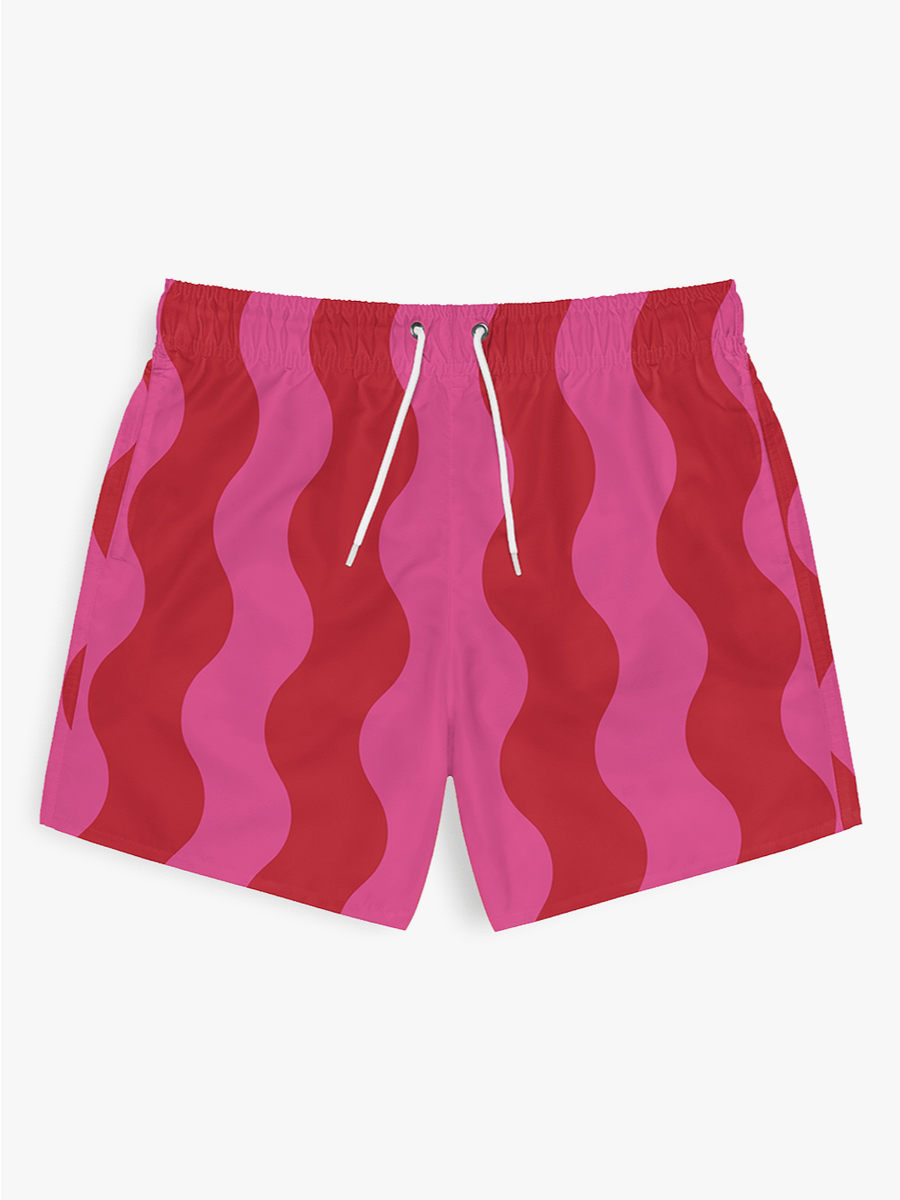 Cherry Bubblegum Striped Waves – Swim Trunks product image (1)