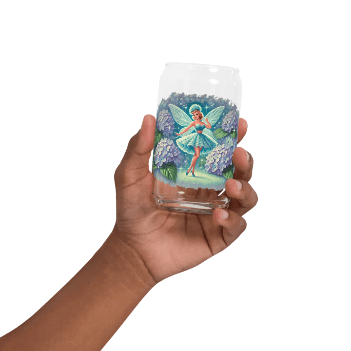 Blue Hydrangea Fairy Can Shaped Glass product image (32)