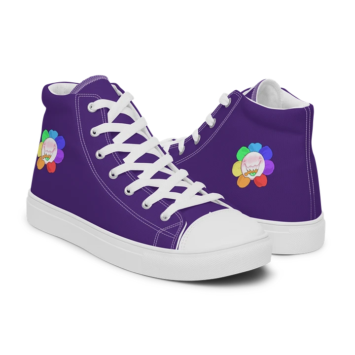 Dark Purple and White Flower Sneakers product image (1)