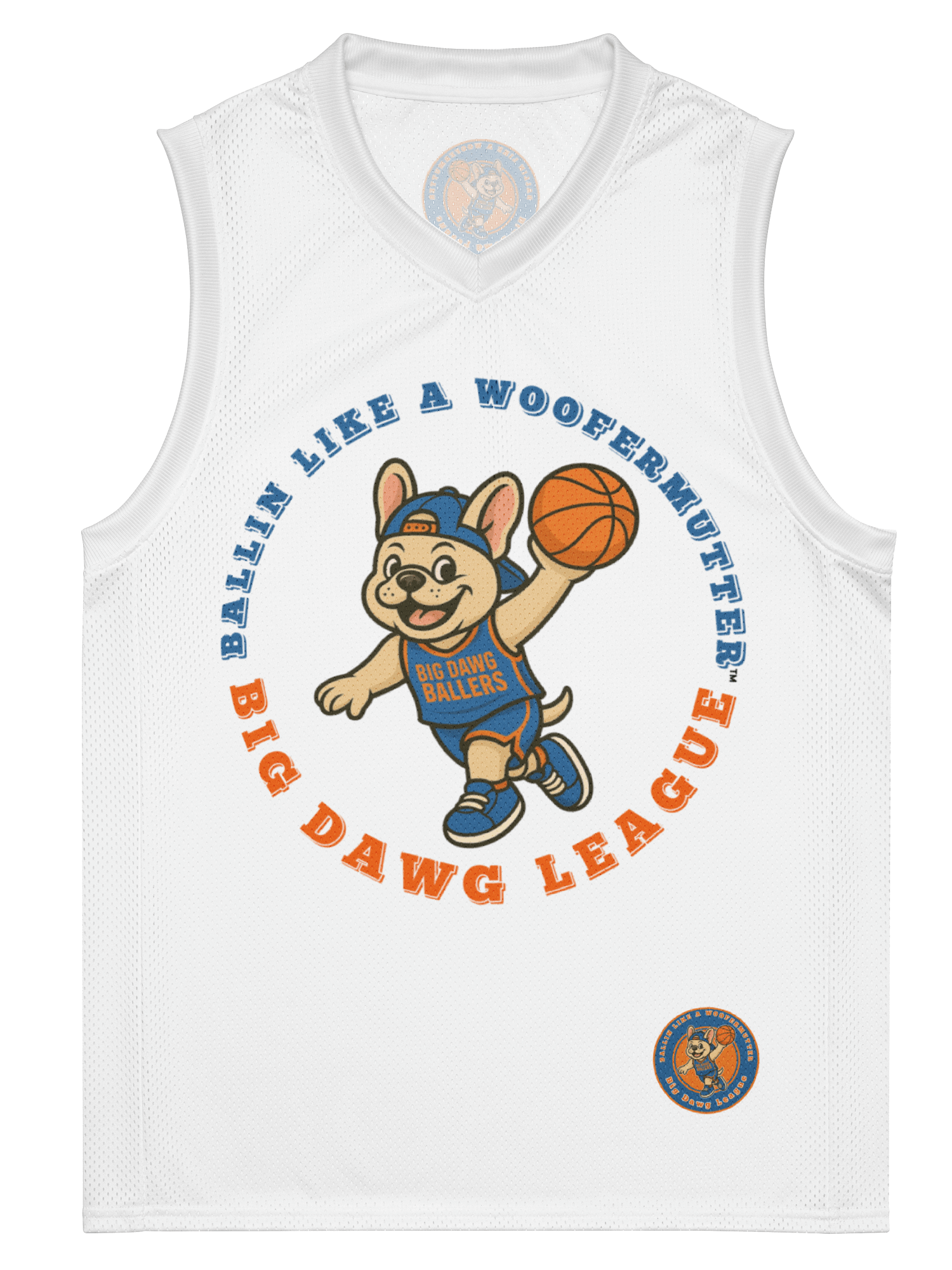 Beige French Bulldog Ballin Like A WooferMutter™ Premium Basketball Jersey product image (4)