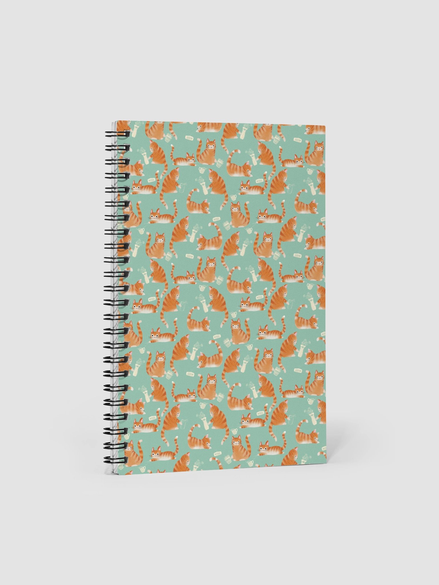 Bad Orange Tabby Cats Knocking Stuff Over Pattern Notebook, Orange product image (1)