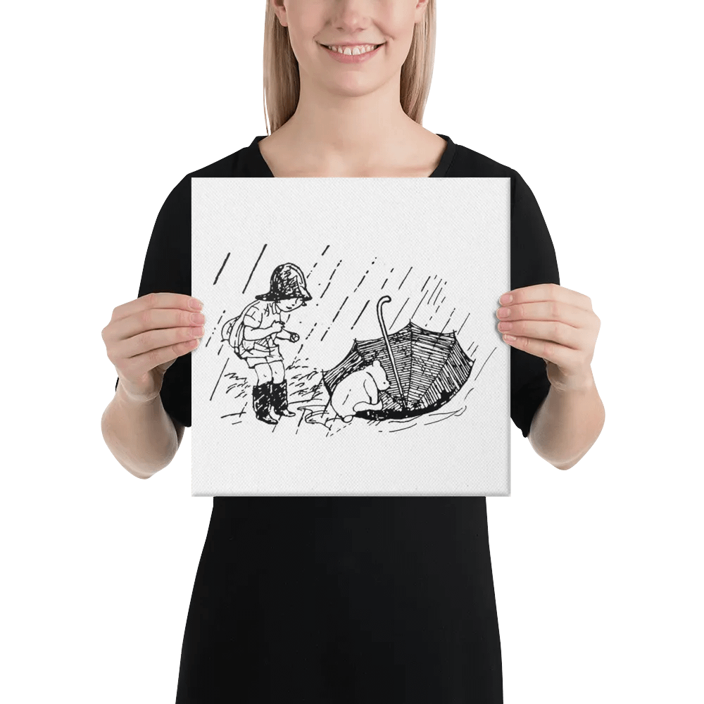 Christopher Robin and Pooh in the Rain Canvas Artwork product image (3)