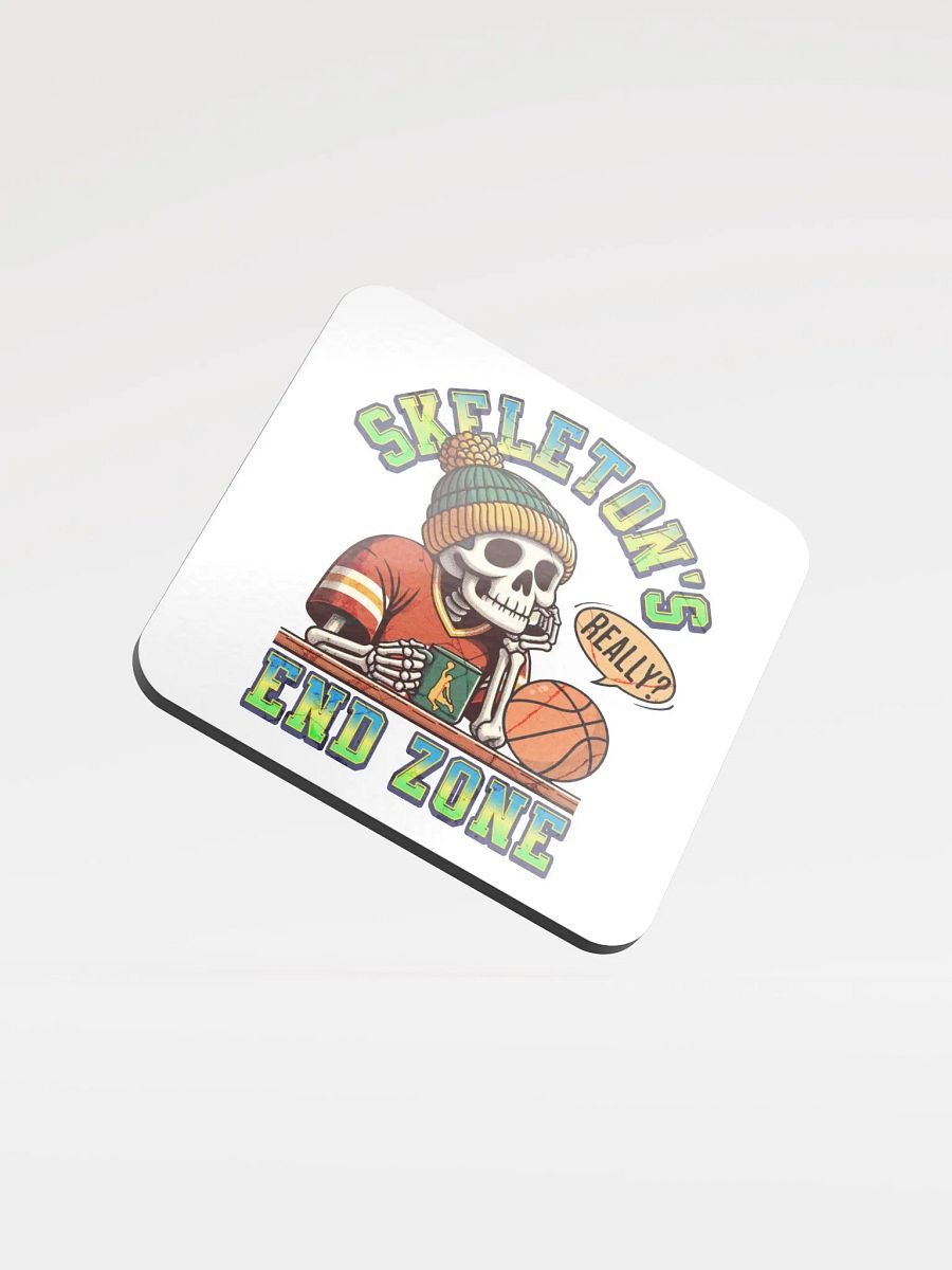 Skeletons End Zone Basketball Thoughtful Glossed Cork Coaster product image (2)