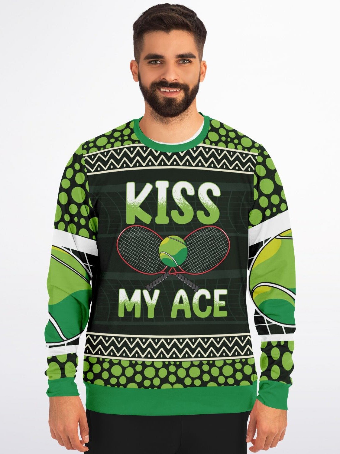 "Kiss My Ace" Tennis Christmas Sweater | Funny Sports Holiday Sweatshirt | Tennis Player Gift | Athletic Winter Outfit product image (1)