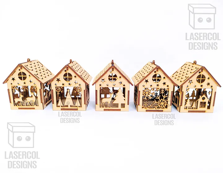 Christmas House Ornaments Bundle (Set 1-2-3-4) - Laser Cut Files product image (2)