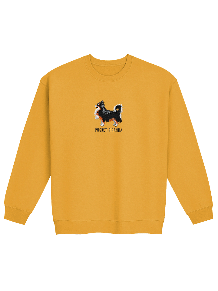 Pocket Piranha Sweatshirt (Embroidered) of a Longhaired Chihuahua(Tricolor) product image (5)