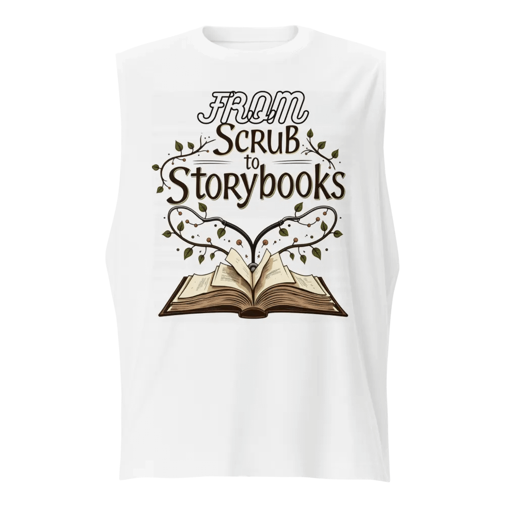 storybooks, stethoscope, Scrubs Muscle Tank product image (1)
