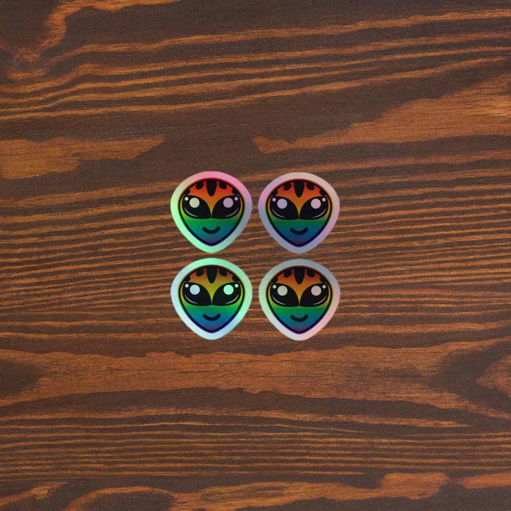 Holographic Rainbow Alien Stickers product image (3)