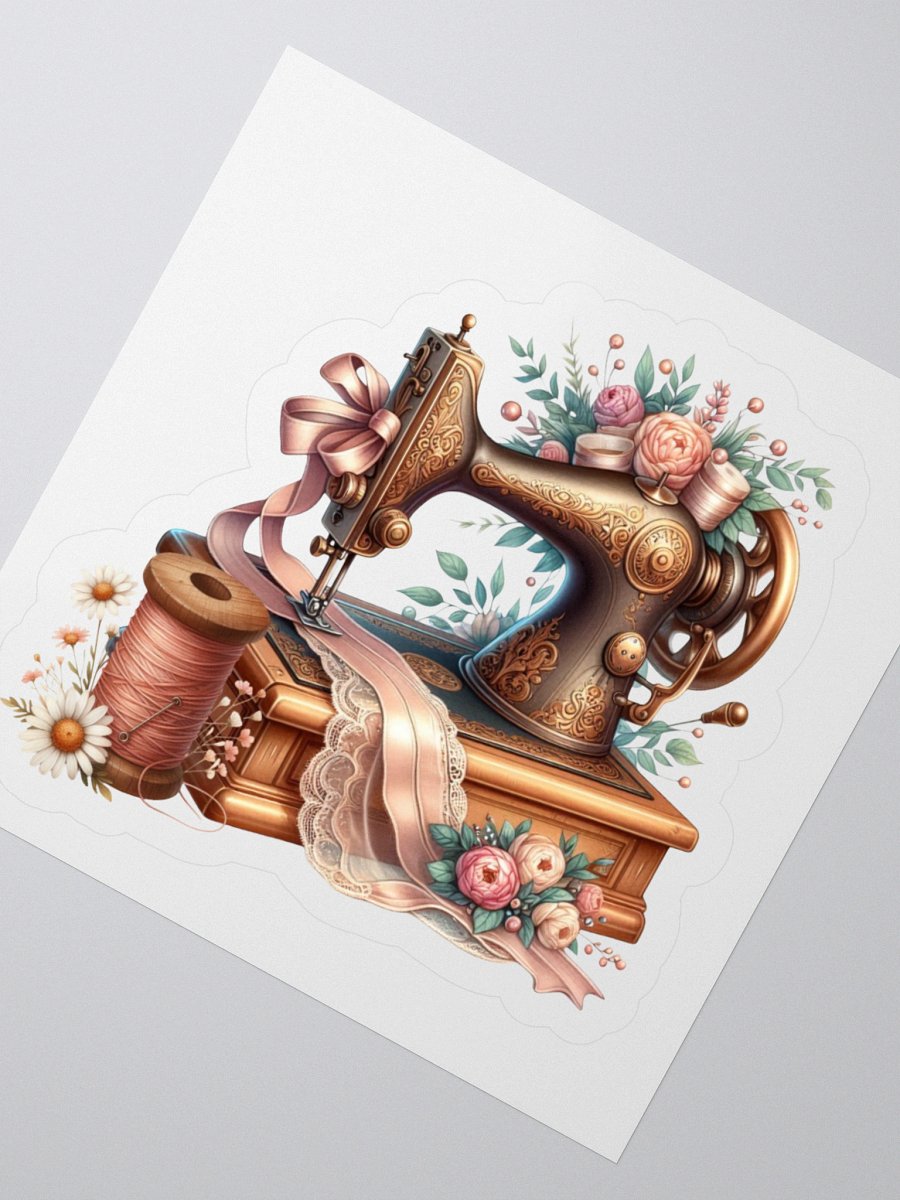 Vintage Sewing Machine Floral Kiss Cut Stickers product image (4)
