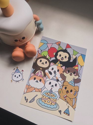 Drew this birthday piece and sticker last month for my birthday celebration stream! 🎉

Wanted to make something fun to celebr...