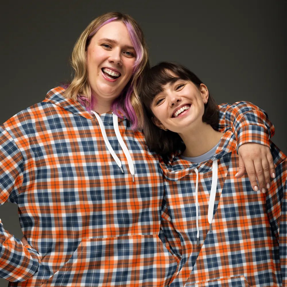 Orange and Blue Sporty Plaid Hoodie product image (3)