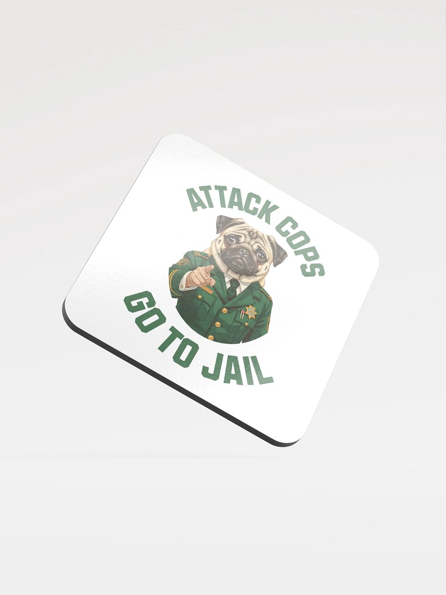"Attack Cops Go to Jail" coasters - Green ink product image (1)