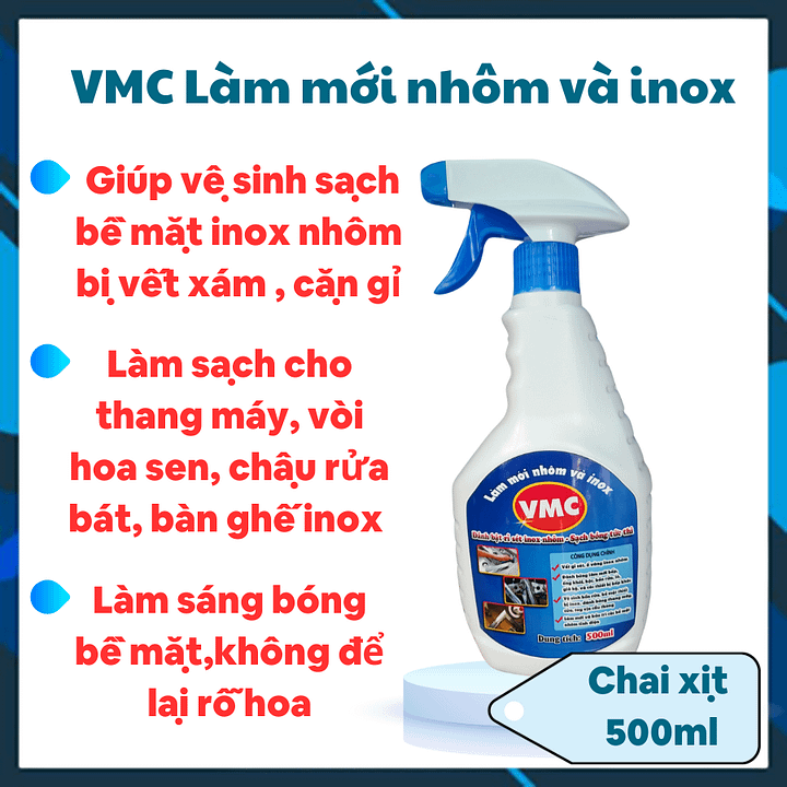 VMC LÀM MỚI NHÔM VÀ INOX – SÁNG BÓNG BỀ MẶT chai xịt 500ml product image (1)