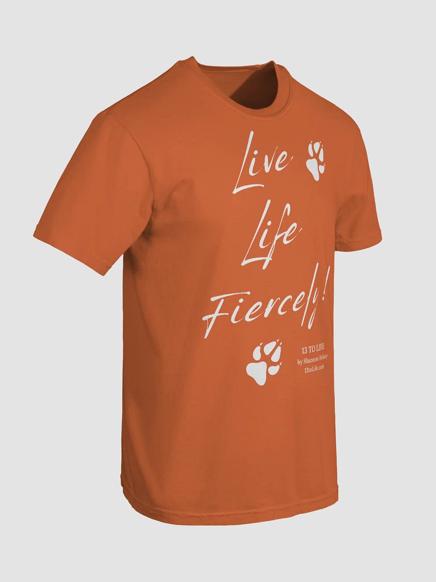 Live Life Fiercely – 13 TO LIFE Paw Print T-shirt – White Print on Color product image (86)