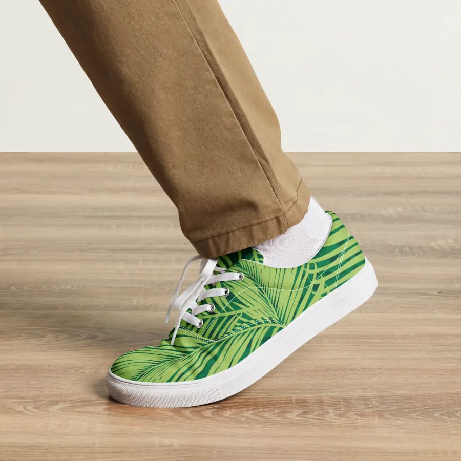 Tropical Palm Leaves Men's Lace-Up Canvas Shoes product image (5)