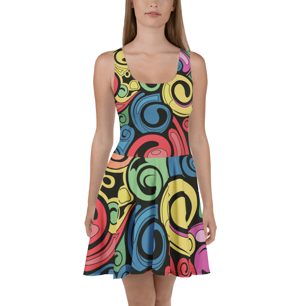 Bright Swirl Skater Dress – Cute, Colorful, and Comfortable product image (1)
