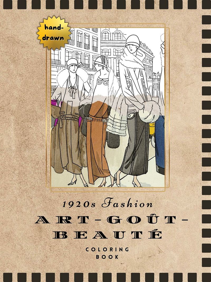 PDF, PNG - 1920s Fashion Art-Goût-Beauté Coloring Book